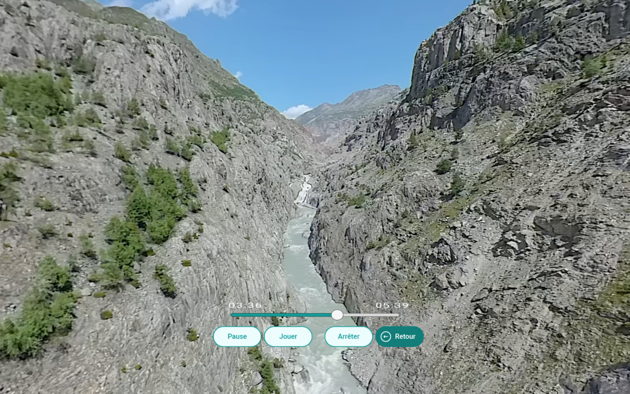 E-xauce vidéo 4k 360° Patrimoine Suisse Les Gorges de la Massa 