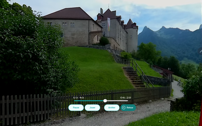 E-xauce vidéo 4k 360° Patrimoine Suisse Châteaux Suisse